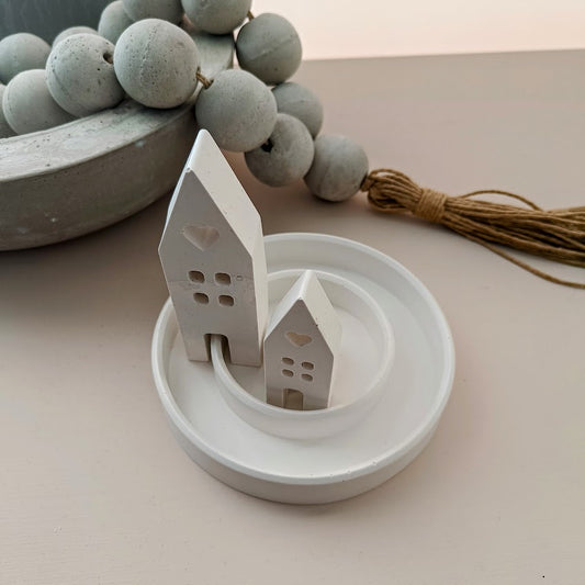 Κηροπήγιο πορσελάνης με σπιτάκια