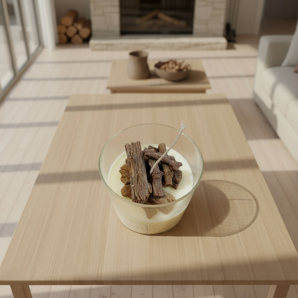 Κερί σόγιας κούτσουρο άρωμα μελομακάρονο