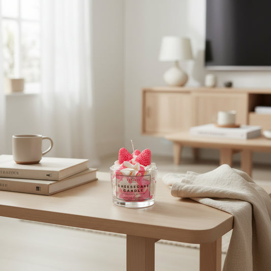 Κερί σε ποτήρι Cheesecake φράουλα