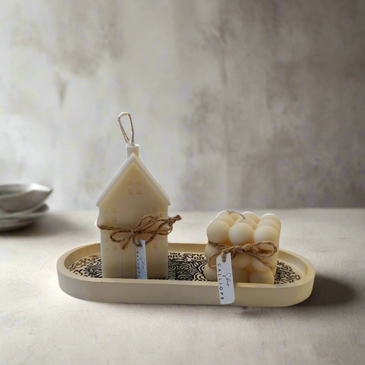 Διακοσμητικός οβαλ δίσκος από τσιμέντο μεγάλος