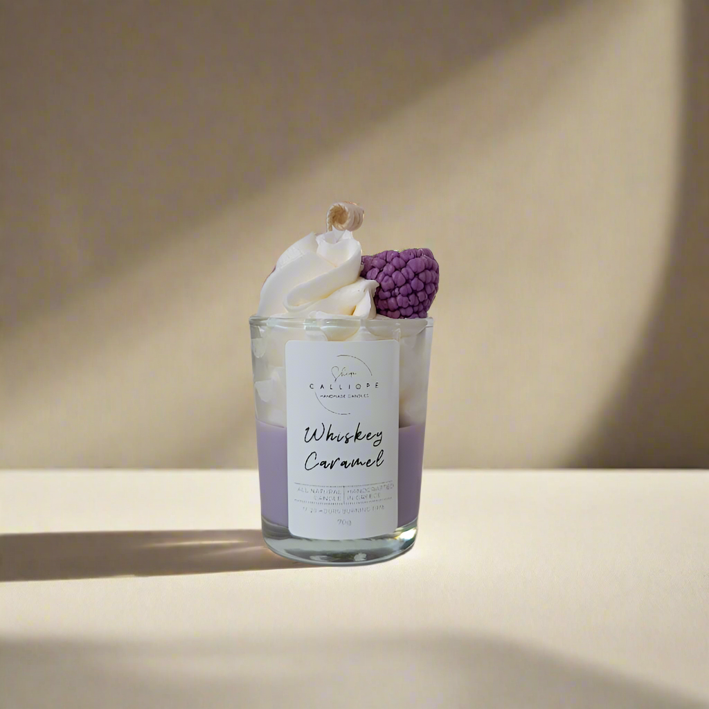 Candle shot with decorative elements on a beige surface