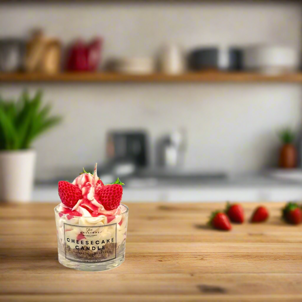 Κερί σε ποτήρι Cheesecake φράουλα