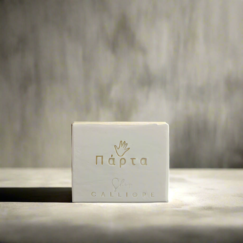 Bar of soap with 'Galliope' branding on a light gray background