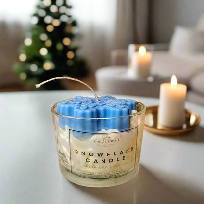 Χριστουγεννιάτικο κερί σε ποτήρι χιονονιφάδα | Χριστουγεννιάτικη Διακόσμηση