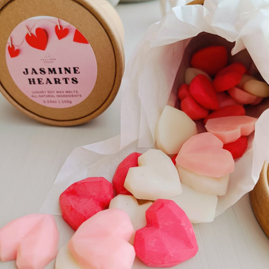 Wax melt box καρδιές με άρωμα γιασεμί 'Jasmine Hearts' 100g 100% κερί σόγιας