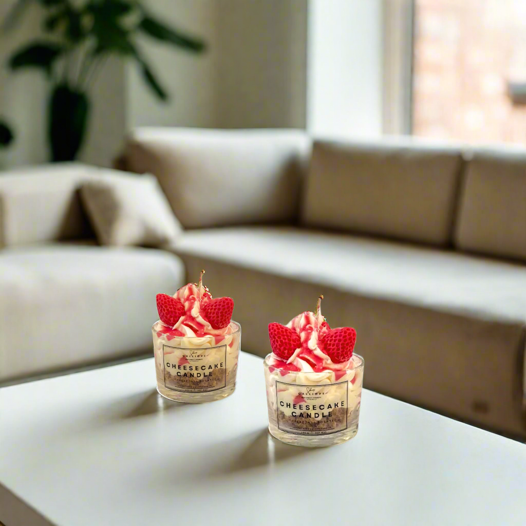 Κερί σε ποτήρι Cheesecake φράουλα