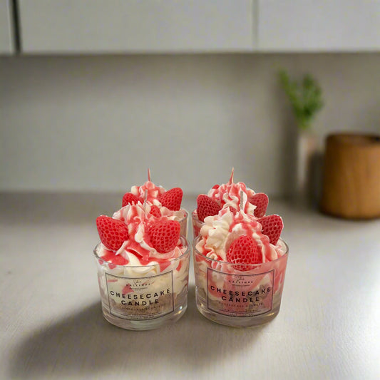 Κερί σε ποτήρι Cheesecake φράουλα
