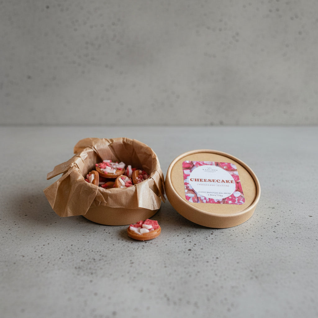 Cheesecake wax melts σε στρογγυλό κραφτ κουτί