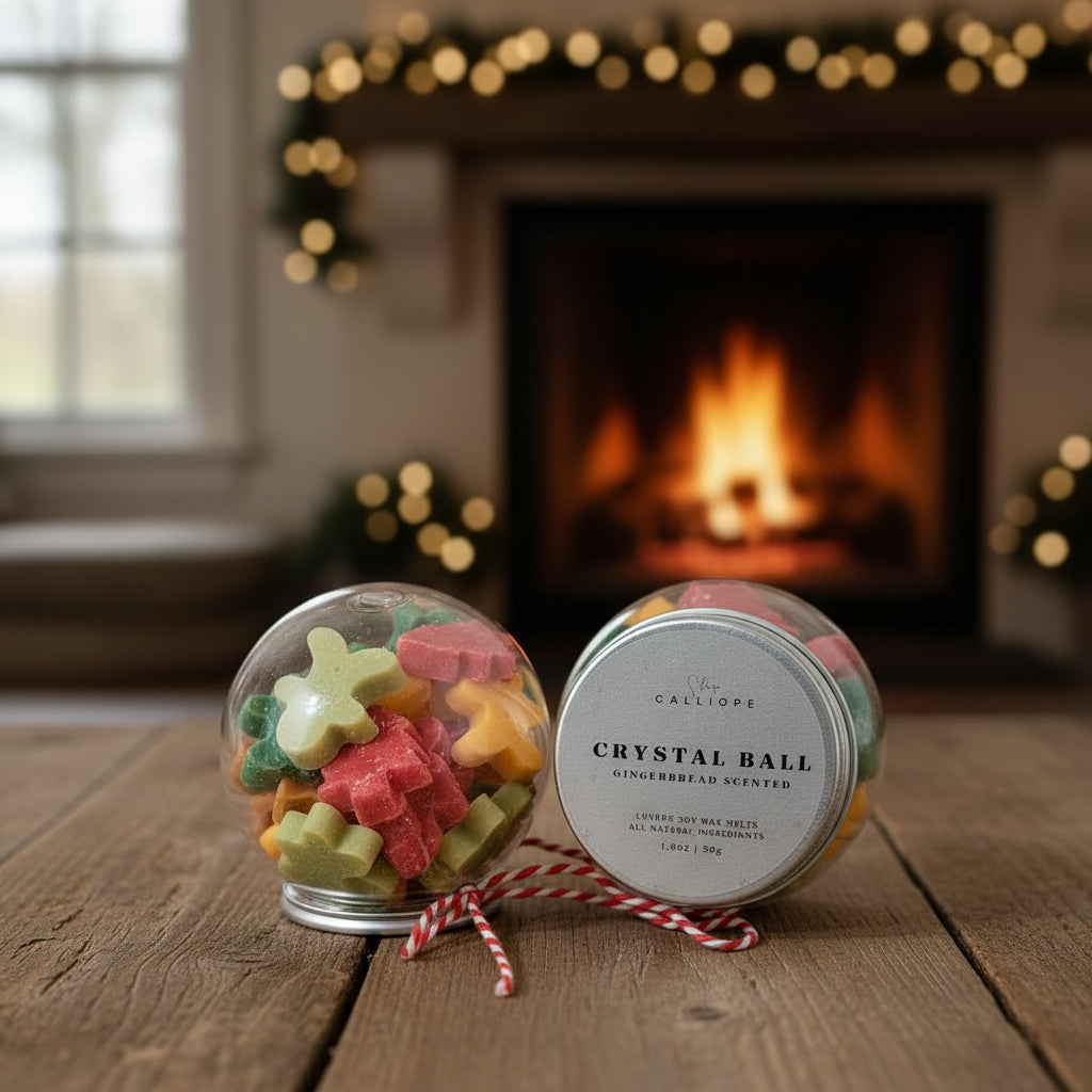 Two jars of colorful gummy candy with a label in front of a fireplace.