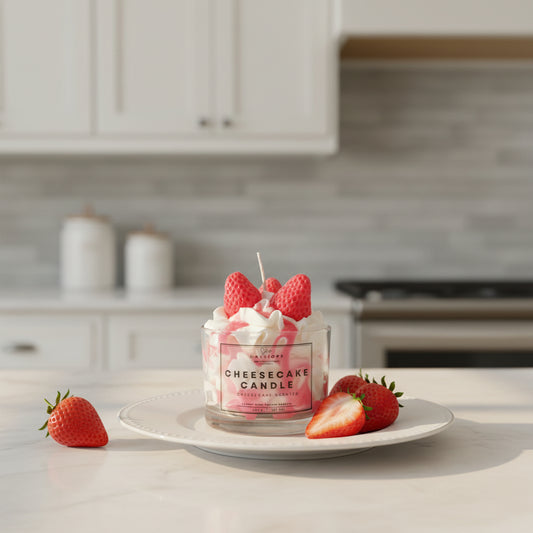 Κερί σε ποτήρι Cheesecake φράουλα