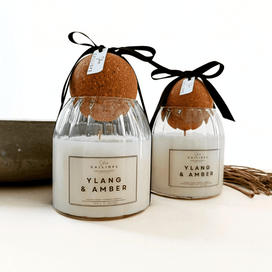 Κερί σόγιας σε γυάλινο δοχείο με καπάκι μπάλα φελλού