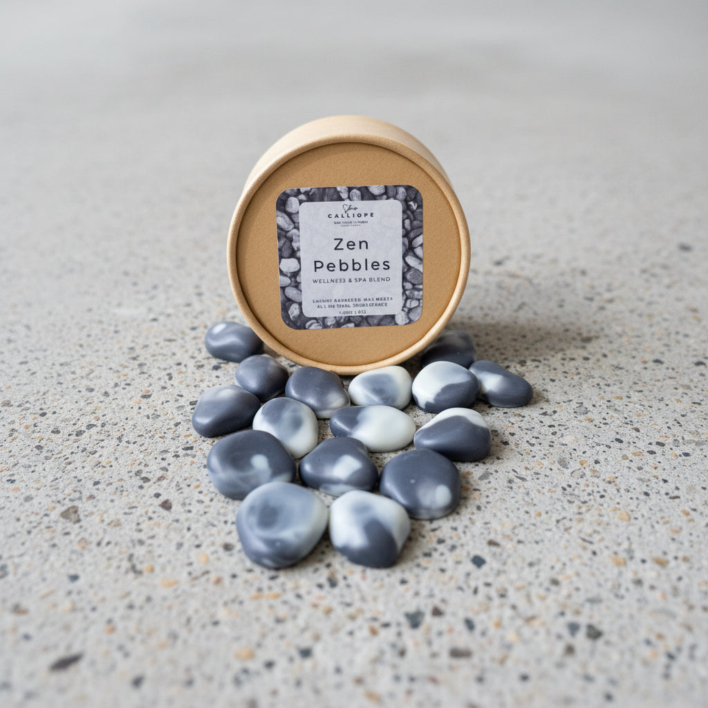 χειροποίητα Zen Pebbles wax melts ελαιοκράμβης από CalliopeShop με άρωμα σπα ευεξίας