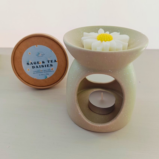 Wax melt box μαργαρίτες με άρωμα sage & tea 76g 100% κερί σόγιας