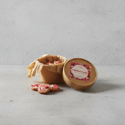 wax melts με άρωμα cheesecake σε τσιμεντένια επιφάνεια