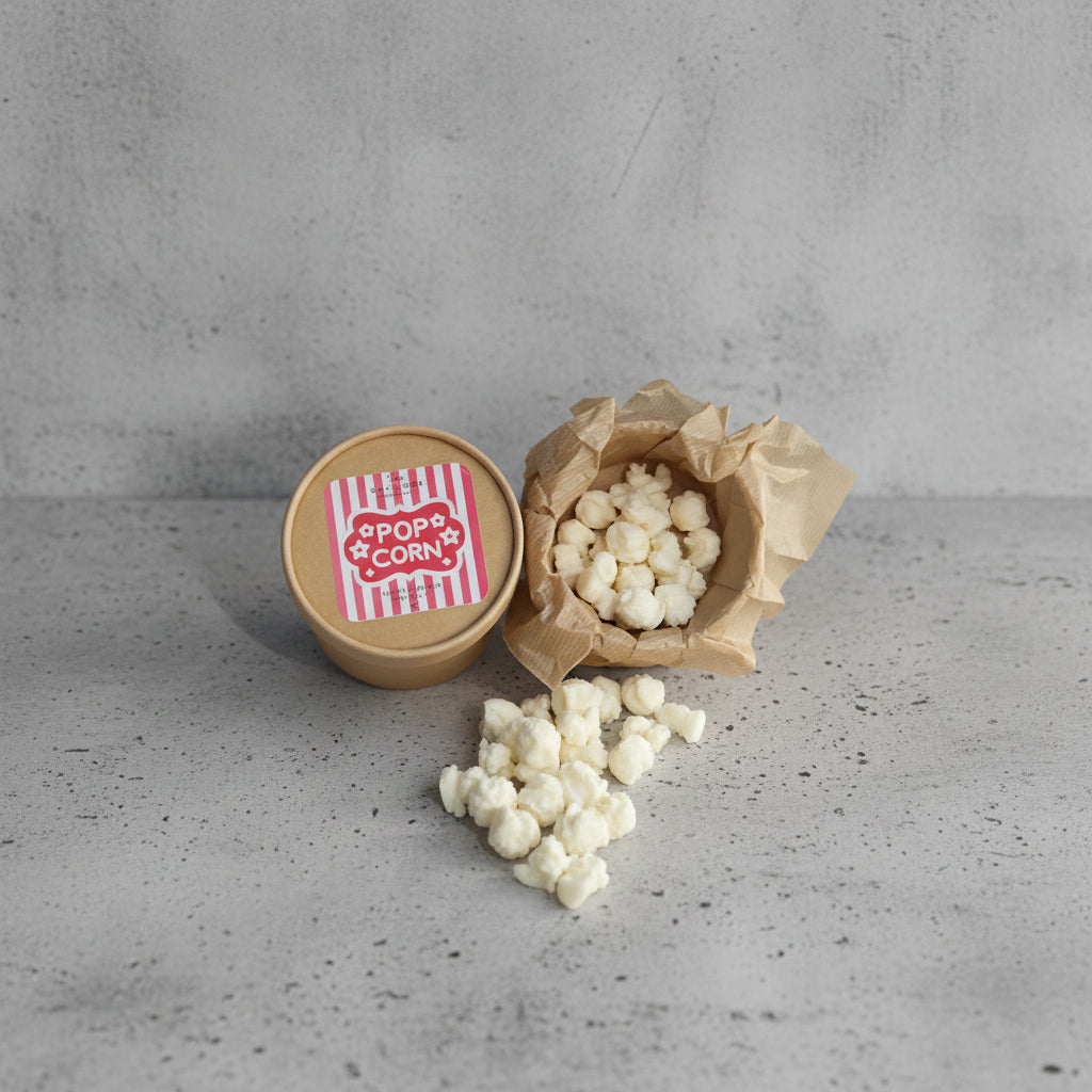 Wax melts ποπ κορν σε κραφτ κουτι σε σχήμα ποπ κορν