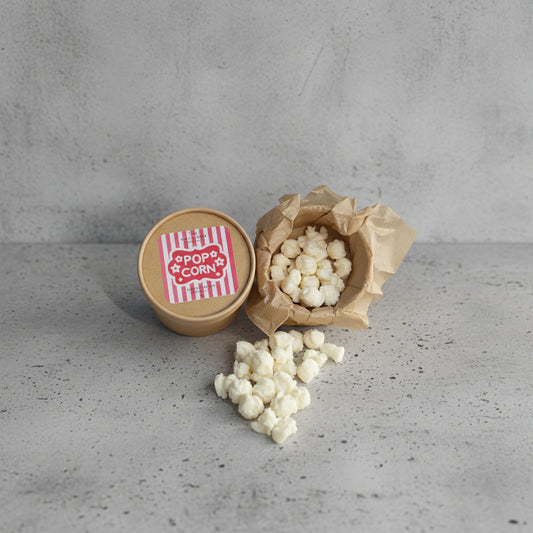 Wax melts ποπ κορν σε κραφτ κουτι σε σχήμα ποπ κορν